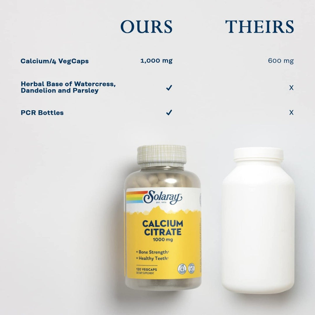 Solaray Calcium Citrate Capsules, 1000mg, 120 Count - The Oasis of Health
