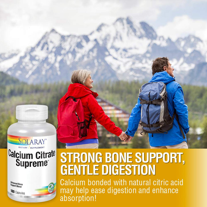 Solaray Calcium Citrate Supreme 800mg Advanced Bone Support Blend | Gentle Digestion Formula | 30 Servings | 180 VegCaps 04529 - The Oasis of Health
