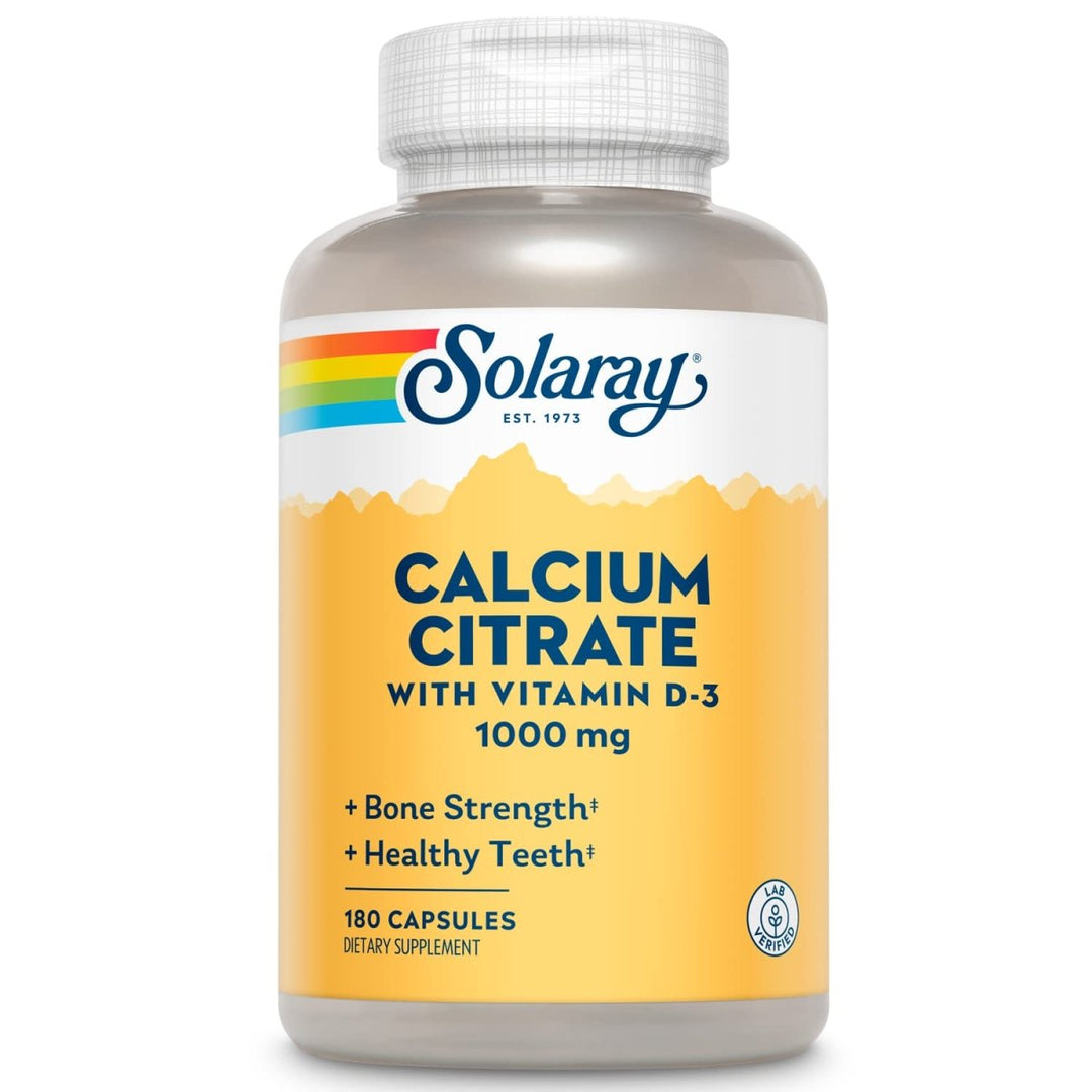 Solaray Calcium Citrate with Vitamin D - 3 1000mg | for Healthy Bones & Teeth, Cardiovascular, Muscle & Nerve Function | Enhanced Absorption | 180 Ct - The Oasis of Health