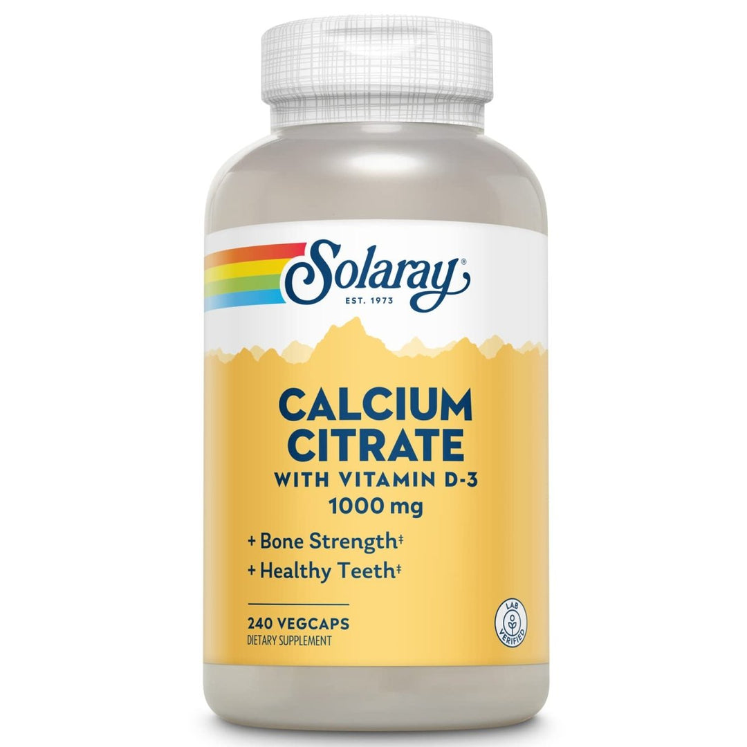 Solaray Calcium Citrate w/Vitamin D3 1000mg, Healthy Bones & Teeth, Heart, Muscle & Nerve Support, 60 Serv, 240 VegCaps - The Oasis of Health
