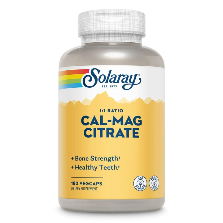 Solaray Calcium Magnesium Citrate 1:1 Ratio, Healthy Bones, Teeth, Muscle & Nervous System Support, 30 Serv, 180 VegCaps - The Oasis of Health