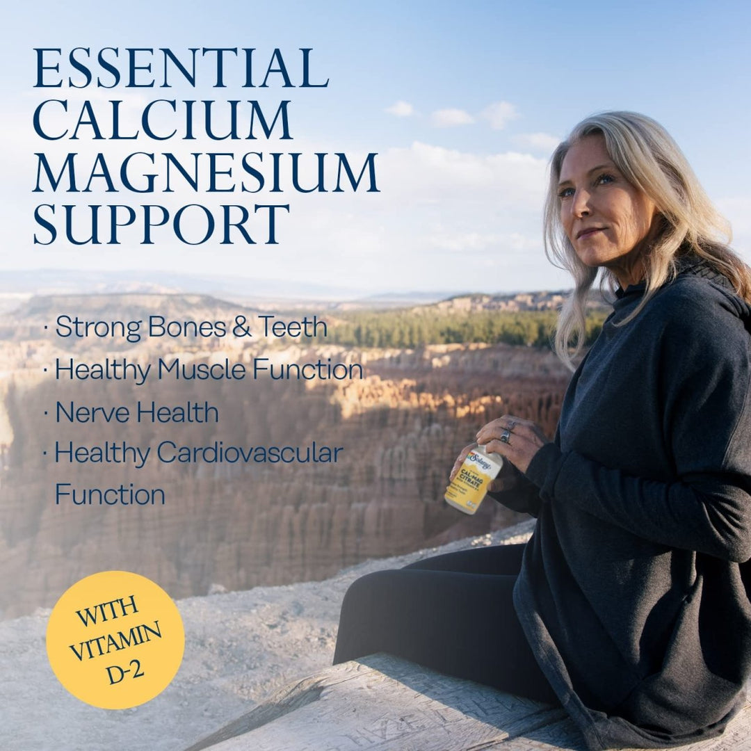 Solaray Calcium Magnesium Citrate 2:1 Ratio with Vitamin D2, Healthy Bone, Muscle & Nerve Support, 30 Serv, 180 VegCaps - The Oasis of Health