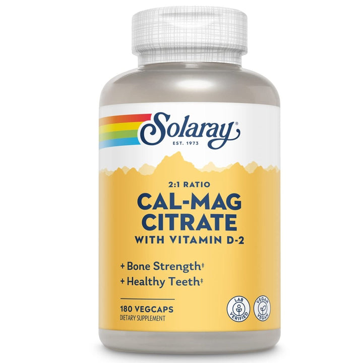 Solaray Calcium Magnesium Citrate 2:1 Ratio with Vitamin D2, Healthy Bone, Muscle & Nerve Support, 30 Serv, 180 VegCaps - The Oasis of Health