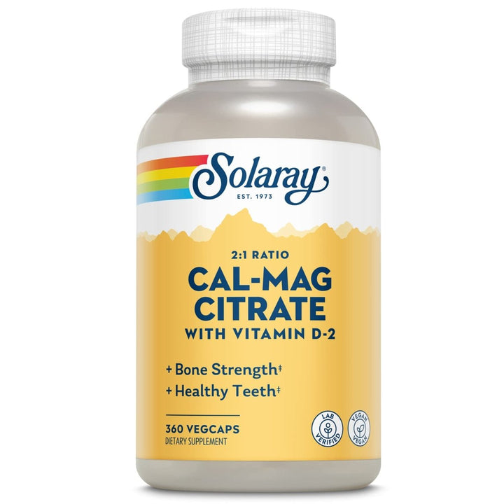 Solaray Calcium Magnesium Citrate 2:1 Ratio with Vitamin D2, Healthy Bone, Muscle & Nerve Support, 60 Serv, 360 VegCaps - The Oasis of Health