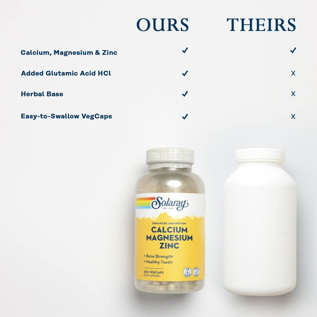 Solaray - Calcium Magnesium Zinc - 250 Vegetarian Capsules 04561 - The Oasis of Health