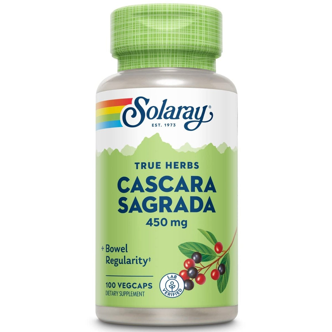 SOLARAY Cascara Sagrada Bark, Veg Cap (Btl - Plastic) 450mg 100ct - The Oasis of Health