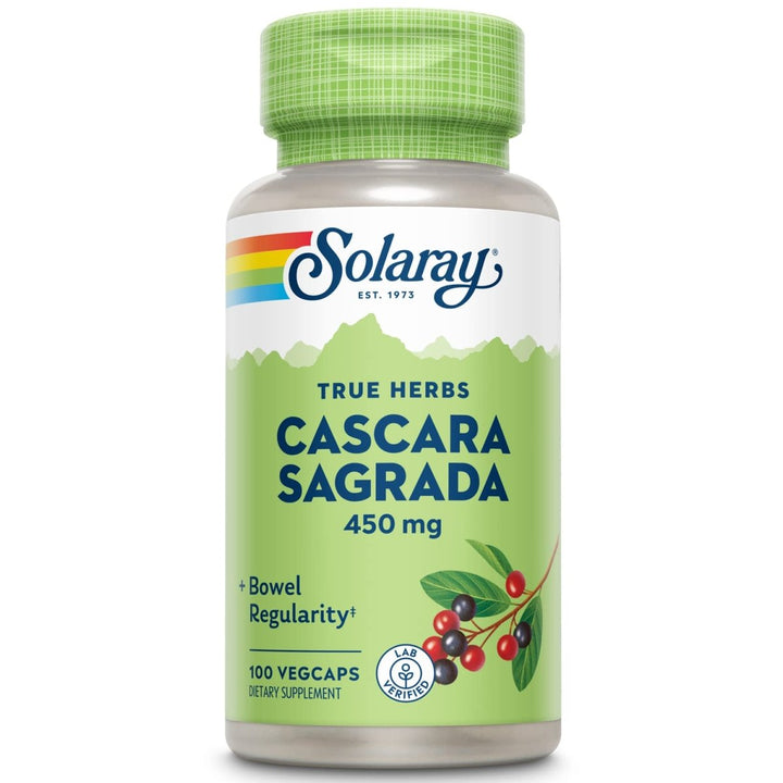 SOLARAY Cascara Sagrada Bark, Veg Cap (Btl - Plastic) 450mg 100ct - The Oasis of Health