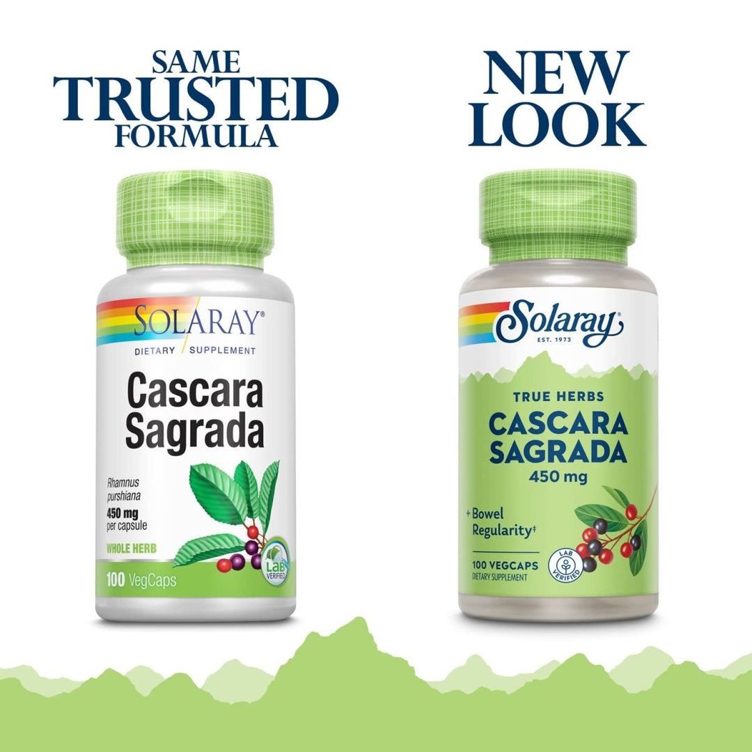 SOLARAY Cascara Sagrada Bark, Veg Cap (Btl - Plastic) 450mg 100ct - The Oasis of Health