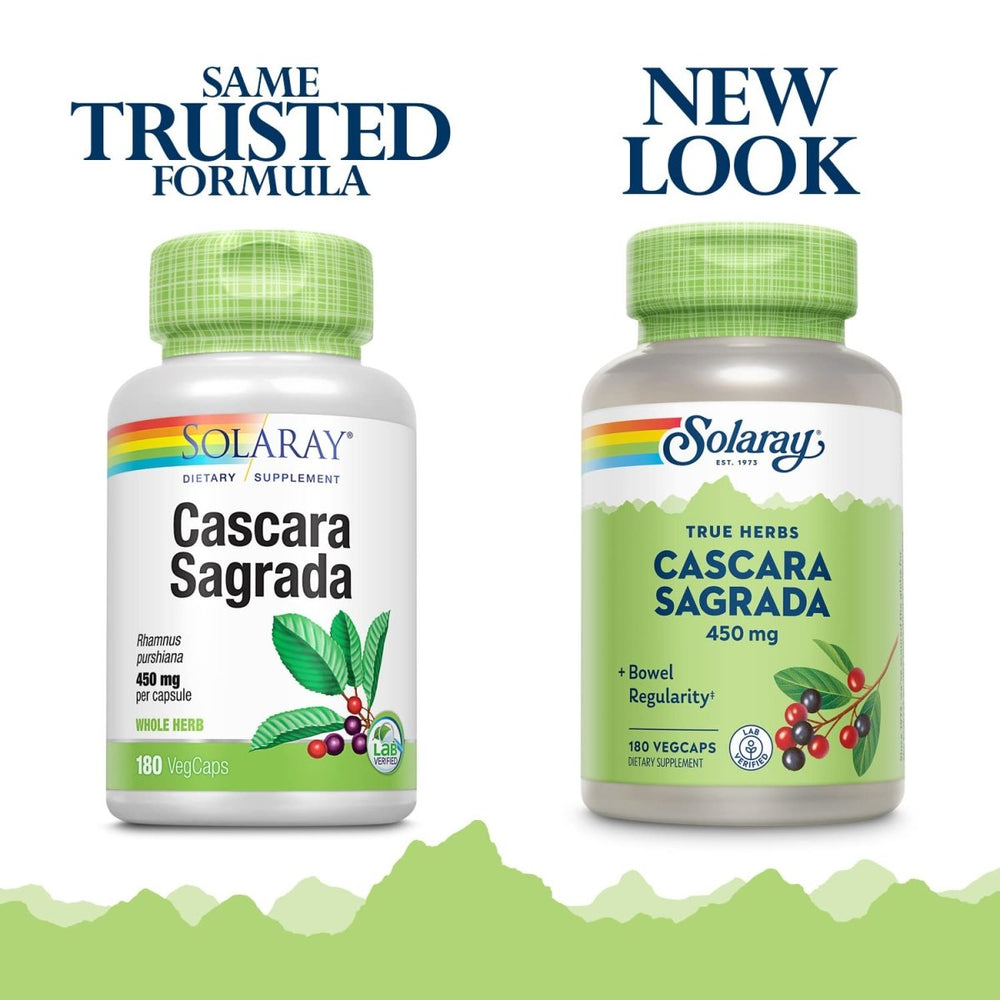 SOLARAY Cascara Sagrada Capsules - Natural Herbal Support for Healthy Bowel Function - 180 Count - The Oasis of Health