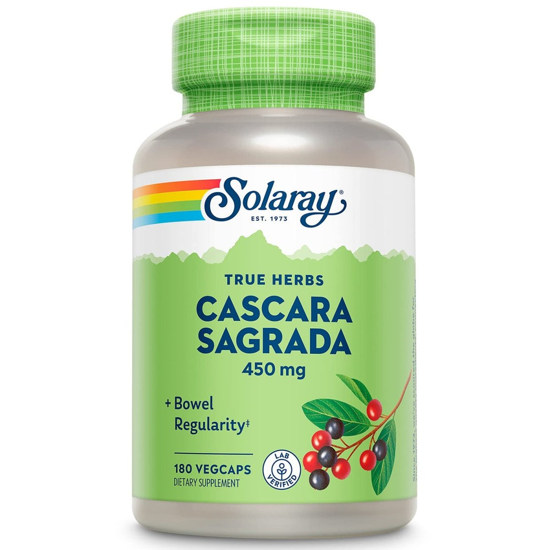 SOLARAY Cascara Sagrada Capsules - Natural Herbal Support for Healthy Bowel Function - 180 Count - The Oasis of Health