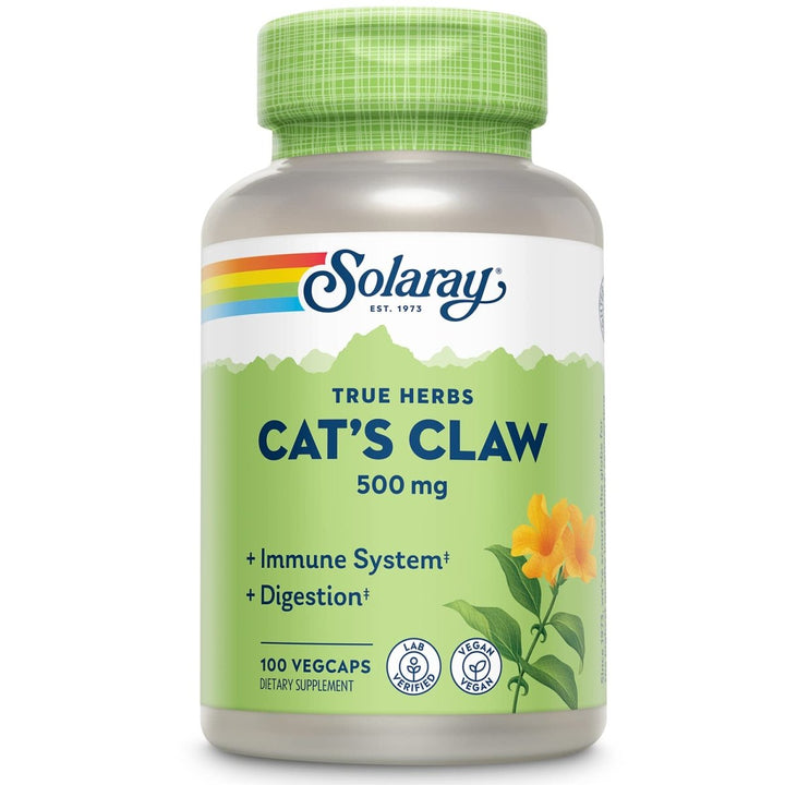 Solaray Cat's Claw Bark 500mg | Healthy Immune & Digestive System Function Support | May Help Protect Brain Function | Joint Health Support | 100ct - The Oasis of Health