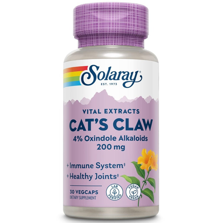 SOLARAY Cats Claw Bark Extract 200mg | 4% Oxindole Alkaloids | Healthy Immune & Joint Function Support | 30 VegCaps - The Oasis of Health