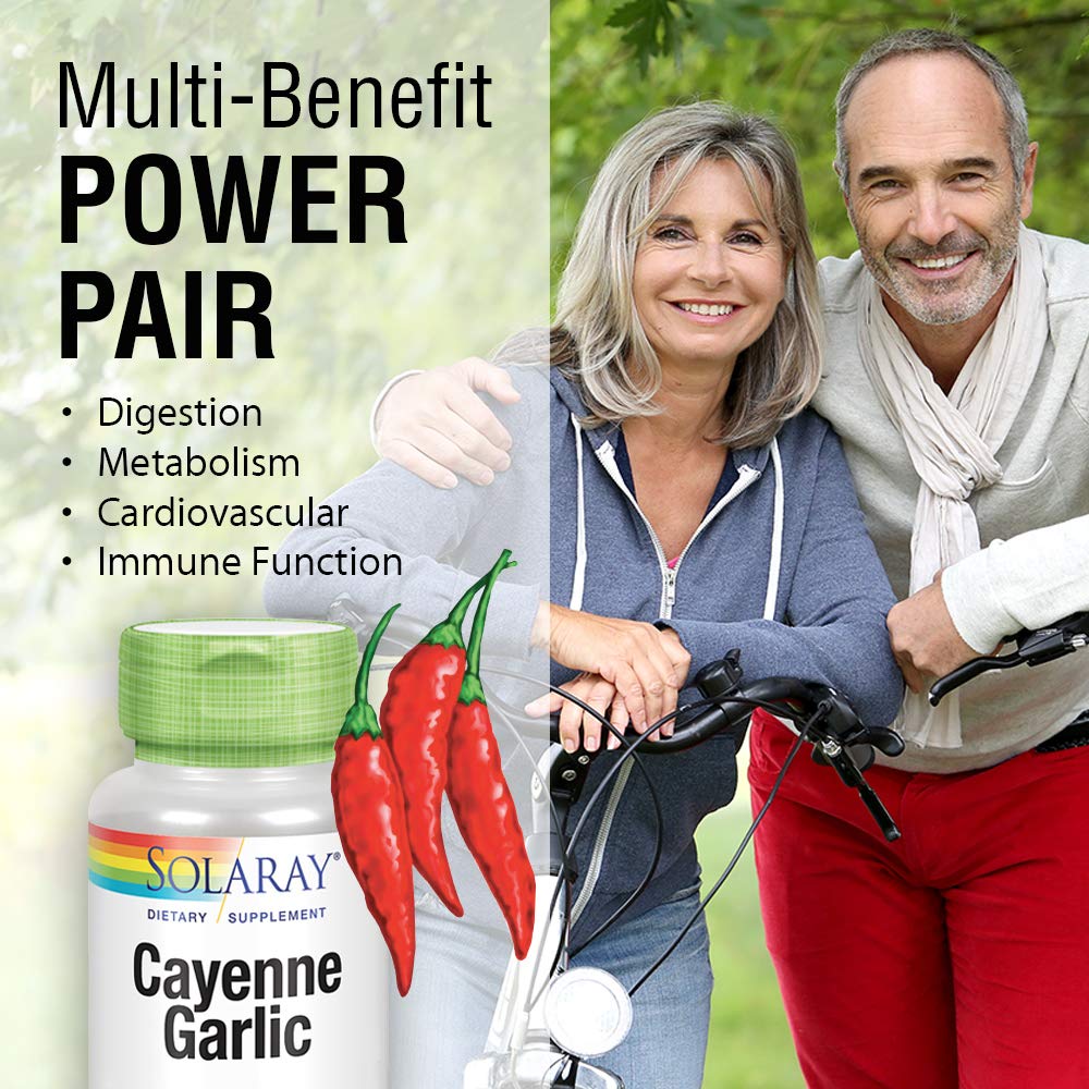 Solaray Cayenne & Garlic - 100 VegCaps - The Oasis of Health