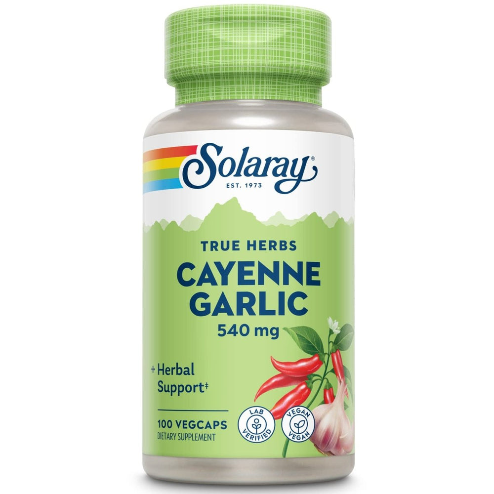 Solaray Cayenne & Garlic - 100 VegCaps - The Oasis of Health