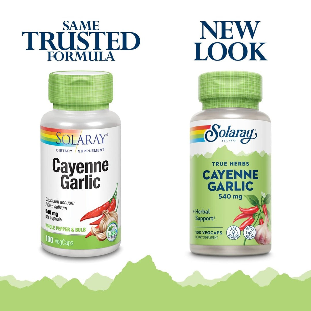 Solaray Cayenne & Garlic - 100 VegCaps - The Oasis of Health