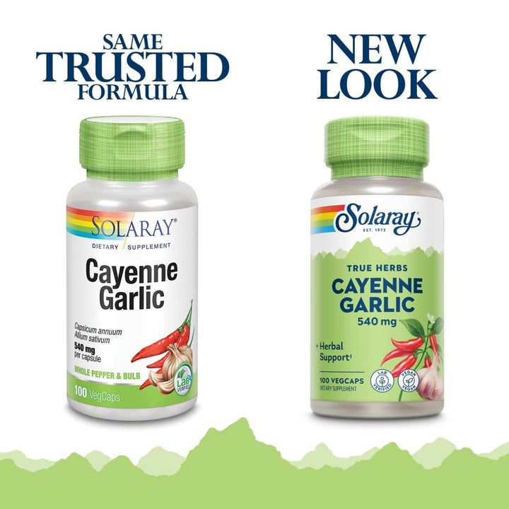 Solaray Cayenne & Garlic - 100 VegCaps - The Oasis of Health