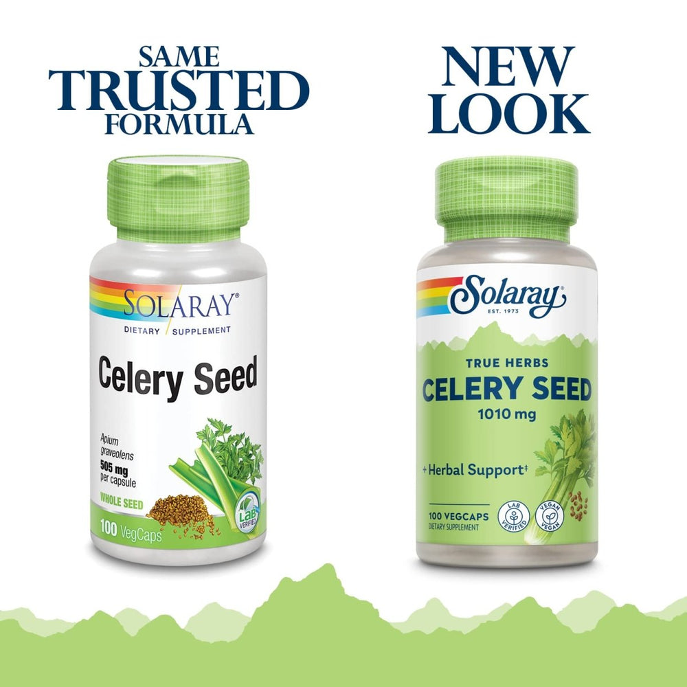 Solaray Celery Seed 1010 mg, Traditional Liver, Water Balance, and Joint Support, Whole Celery Seeds with Phytochemicals and Flavonoids, Vegan, Lab Verified, 60 - Day Money - Back Guarantee, 50 Servings, 100 VegCaps - The Oasis of Health