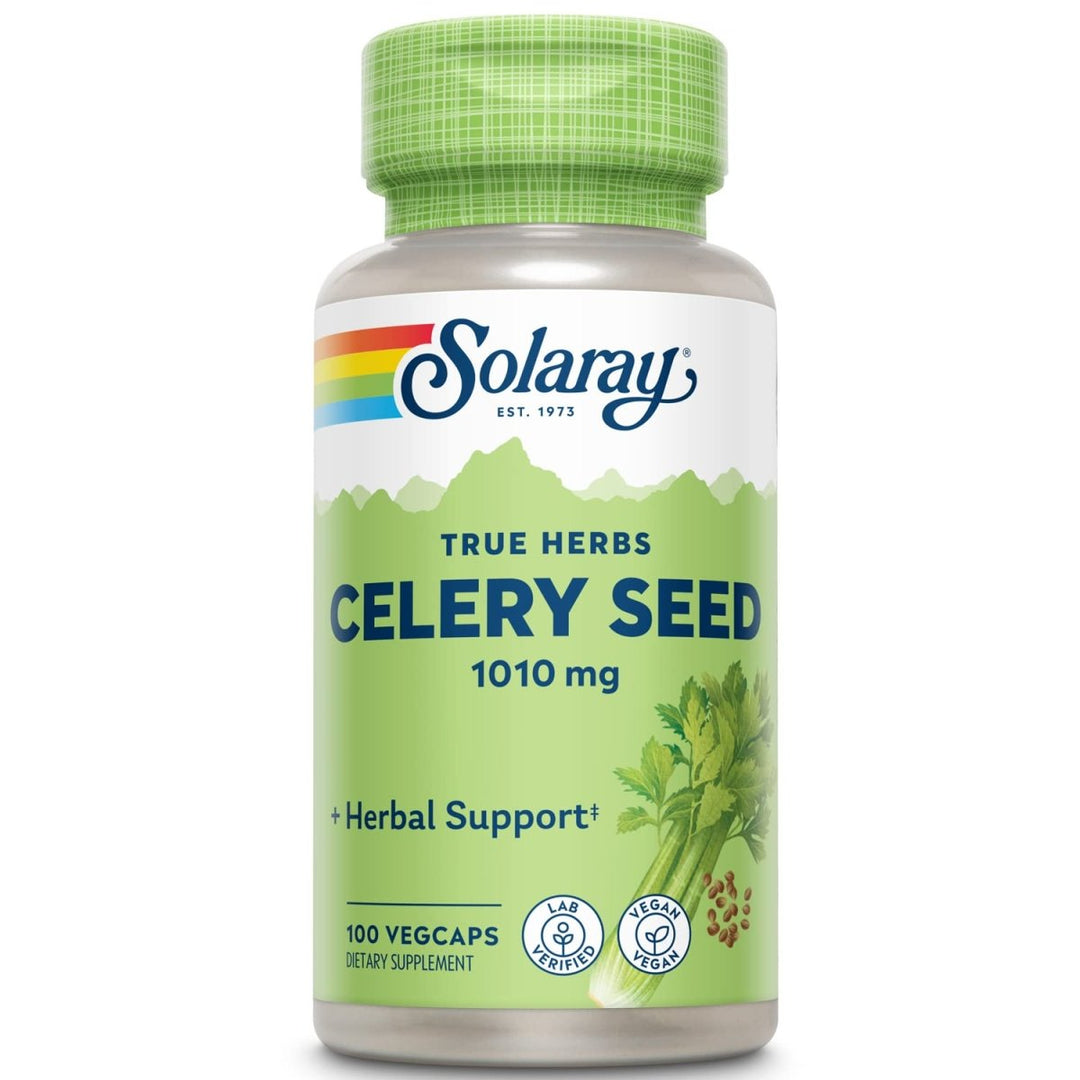 Solaray Celery Seed 1010 mg, Traditional Liver, Water Balance, and Joint Support, Whole Celery Seeds with Phytochemicals and Flavonoids, Vegan, Lab Verified, 60 - Day Money - Back Guarantee, 50 Servings, 100 VegCaps - The Oasis of Health