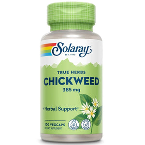 SOLARAY Chickweed 385 mg | Herbal Supplement | Healthy Digestion, Skin & Appetite Support | Non - GMO, Vegan & Lab Verified | 100 VegCaps - The Oasis of Health