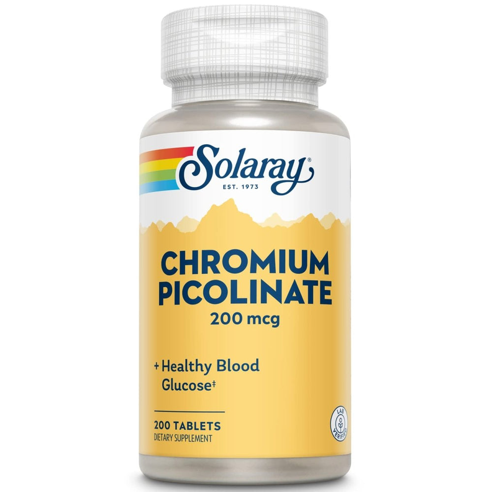 Solaray Chromium Picolinate Tablets, 200 mcg | 200 Count - The Oasis of Health