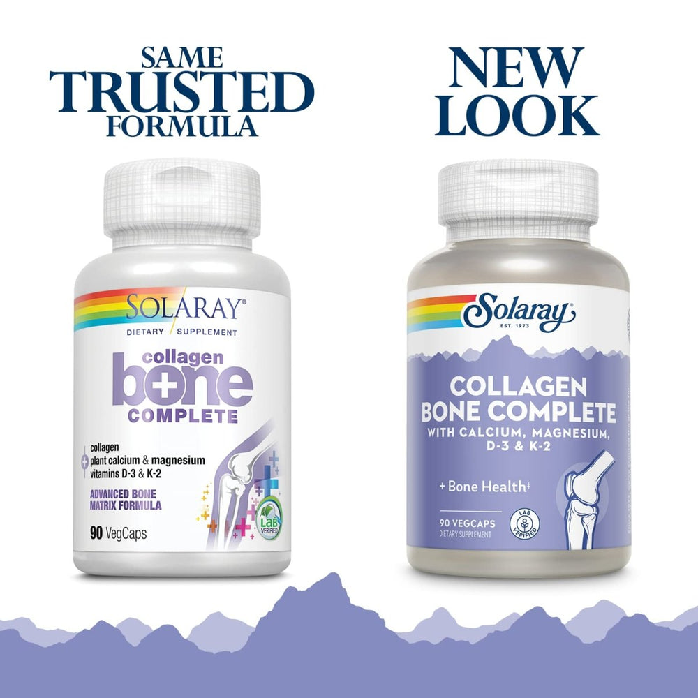 SOLARAY Collagen Bone Complete | Advanced Bone Matrix Formula with Plant Calcium & Magnesium | 30 Servings | 90 VegCaps - The Oasis of Health