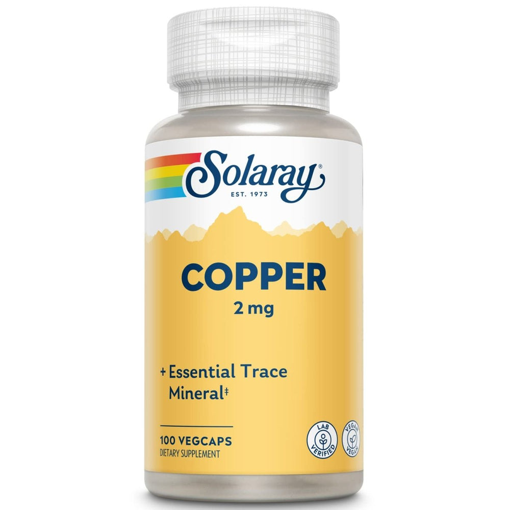 Solaray Copper 2 mg | Healthy Red Blood Cell Formation, Immune and Nerve Function Support | Non - GMO | 100ct - The Oasis of Health