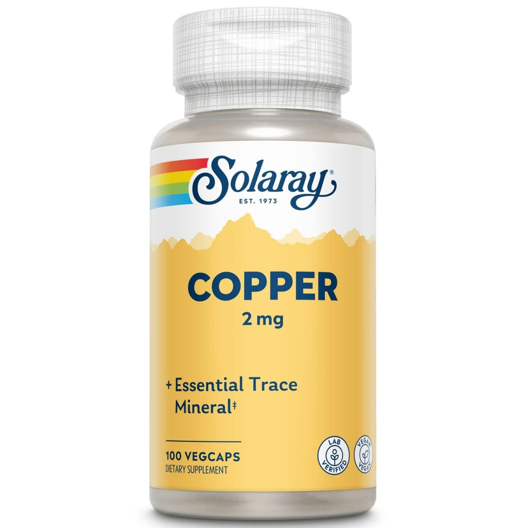 Solaray Copper 2 mg | Healthy Red Blood Cell Formation, Immune and Nerve Function Support | Non - GMO | 100ct - The Oasis of Health