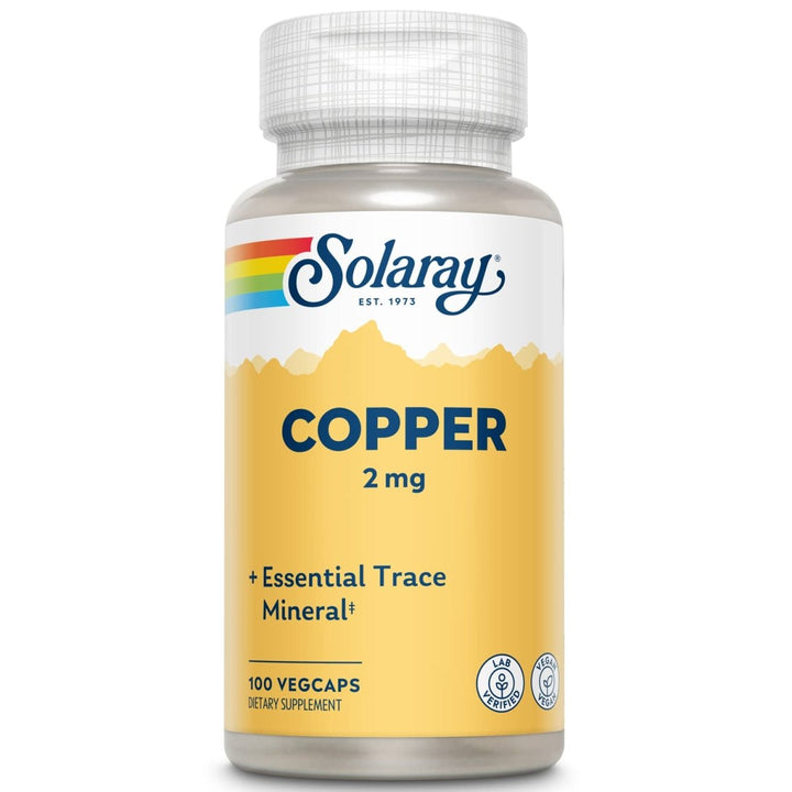 Solaray Copper 2 mg | Healthy Red Blood Cell Formation, Immune and Nerve Function Support | Non - GMO | 100ct - The Oasis of Health