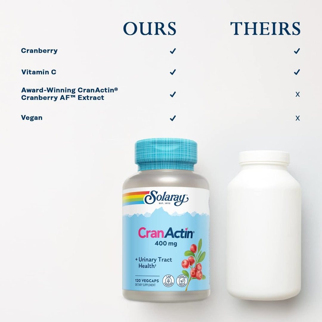 SOLARAY Cranactin Cranberry AF Extract Capsules, 400 mg, 180 Count (120 CT) - The Oasis of Health