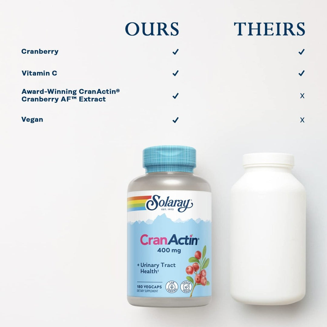 Solaray Cranactin Cranberry AF Extract Capsules, 400 mg, 180 Count - The Oasis of Health