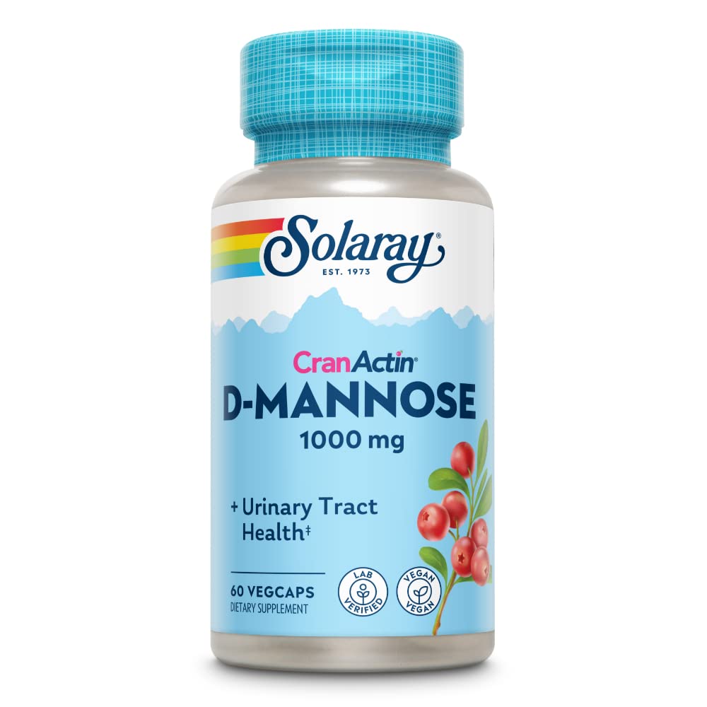 SOLARAY D - Mannose with CranActin Cranberry Supplement 400mg, Urinary Tract Health & Bladder Support Capsules with Vitamin C for Immune Function, Vegan, 60 Day Guarantee, 30 Servings, 60 VegCaps - The Oasis of Health