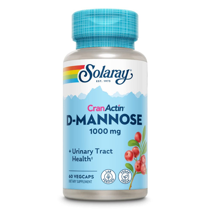 SOLARAY D - Mannose with CranActin Cranberry Supplement 400mg, Urinary Tract Health & Bladder Support Capsules with Vitamin C for Immune Function, Vegan, 60 Day Guarantee, 30 Servings, 60 VegCaps - The Oasis of Health