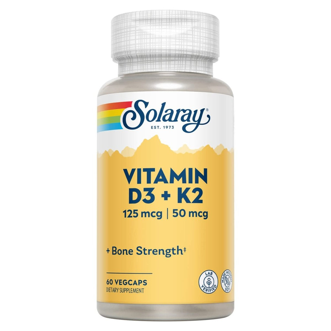 Solaray D3 5000IU with K2 - Vitamin D and K2 Combination - 60 Vegetarian Capsules - The Oasis of Health