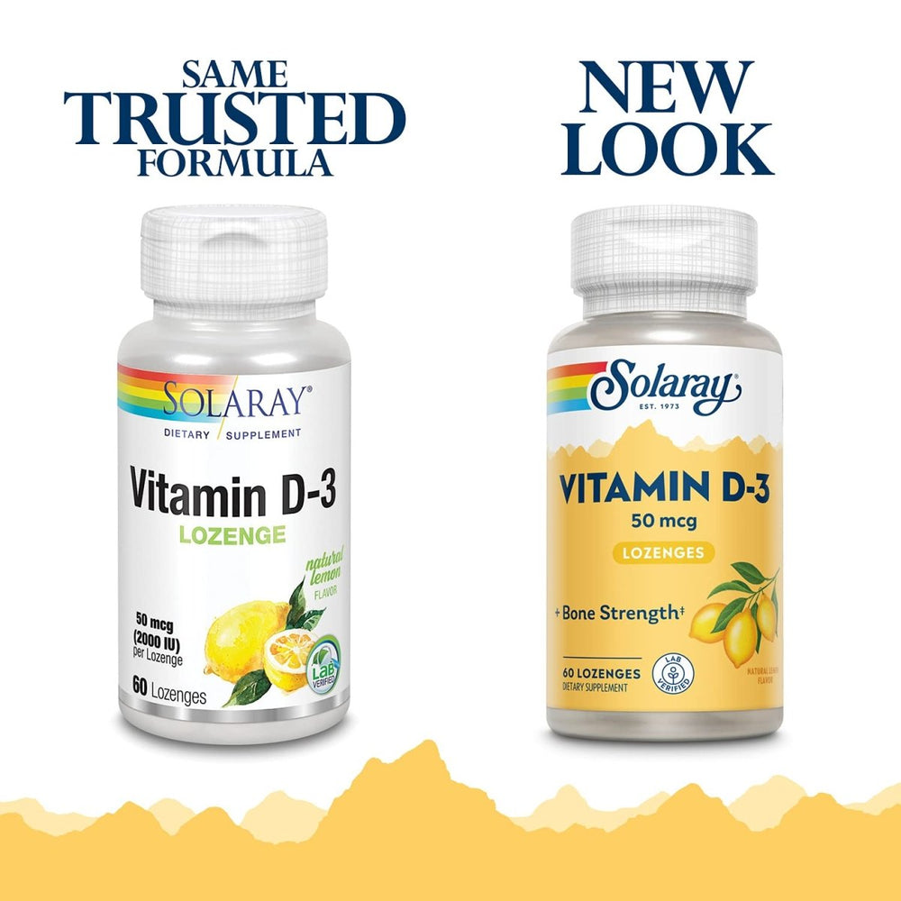 Solaray D3 Lemon 2,000 LU Lozenges | 60 Count - The Oasis of Health