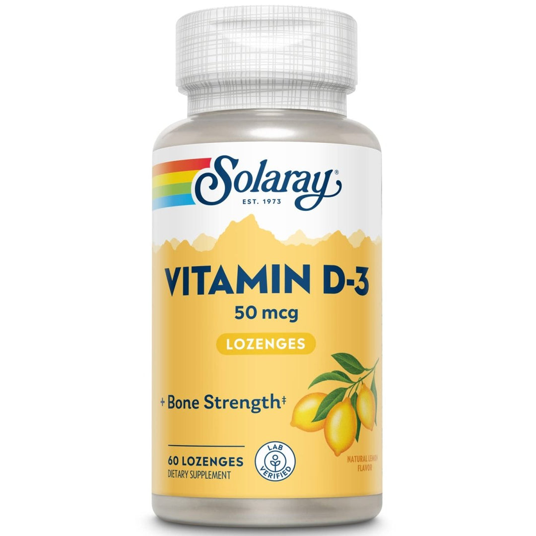 Solaray D3 Lemon 2,000 LU Lozenges | 60 Count - The Oasis of Health