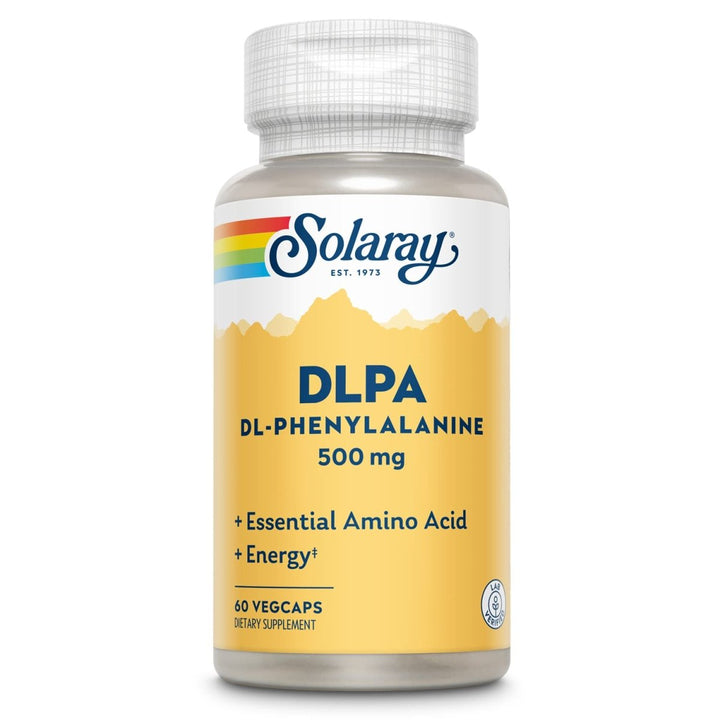 SOLARAY DL - Phenylalanine, 500mg | 50 - 50 Blend of Essential Amino Acids for Nervous System, Mood & Energy Support | 60 VegCaps - The Oasis of Health