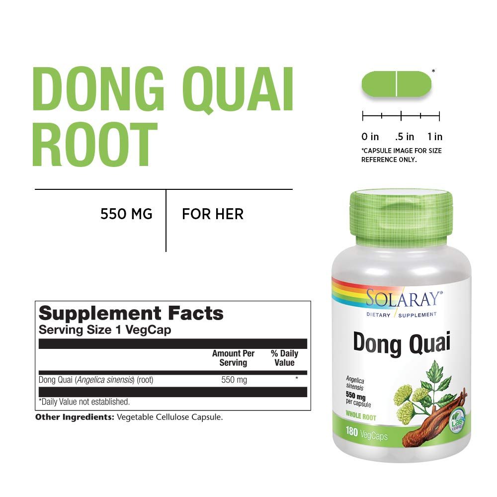 Solaray Dong Quai Root 550mg - 180 Vegan Capsules 01236 - The Oasis of Health
