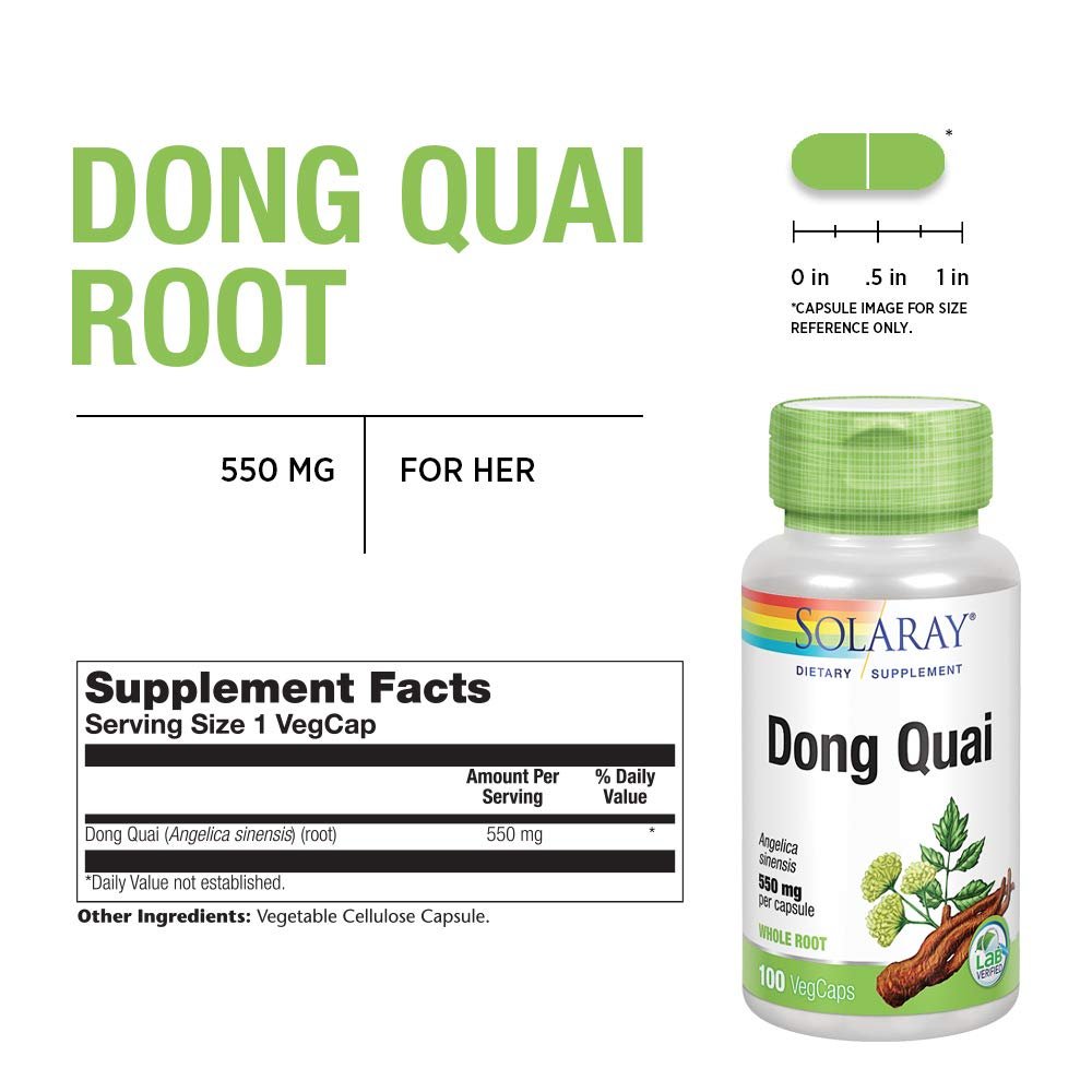 Solaray Dong Quai Root 550mg | Healthy Menstrual & Menopausal Support | Womens Health Supplement | Whole Root | Non - GMO, Vegan & Lab Verified | 100ct - The Oasis of Health