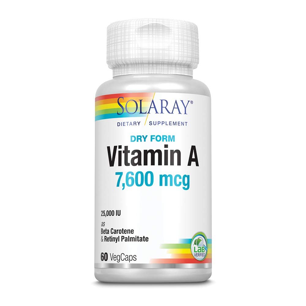Solaray, Dry Form Vitamin A, 7,500 mcg, 60 VegCaps - The Oasis of Health
