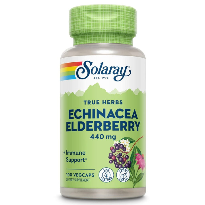 SOLARAY Echinacea and Elderberry Capsules, 440 mg | 100 Count - The Oasis of Health