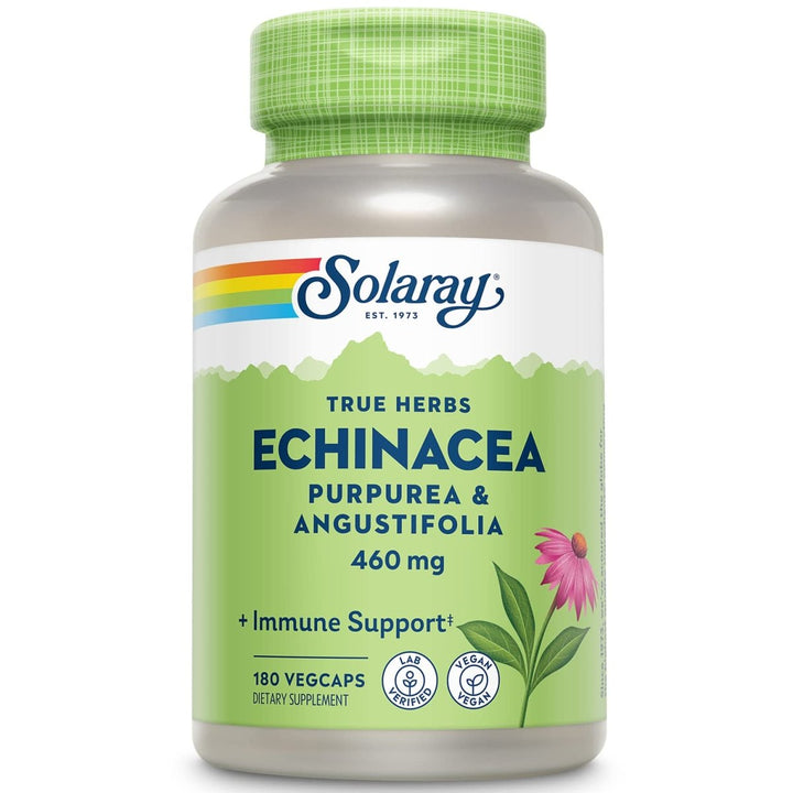 SOLARAY Echinacea Purpurea & Angustifolia Root 460 mg | Healthy Immune & Respiratory Function Support | 180 VegCaps - The Oasis of Health