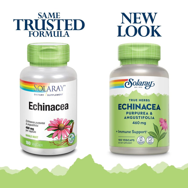 SOLARAY Echinacea Purpurea & Angustifolia Root 460 mg | Healthy Immune & Respiratory Function Support | 180 VegCaps - The Oasis of Health