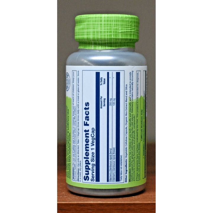 Solaray - Elderberry Sambucus Nigra 450 mg. - 100 Capsules - 2 Pack - 12445 - The Oasis of Health