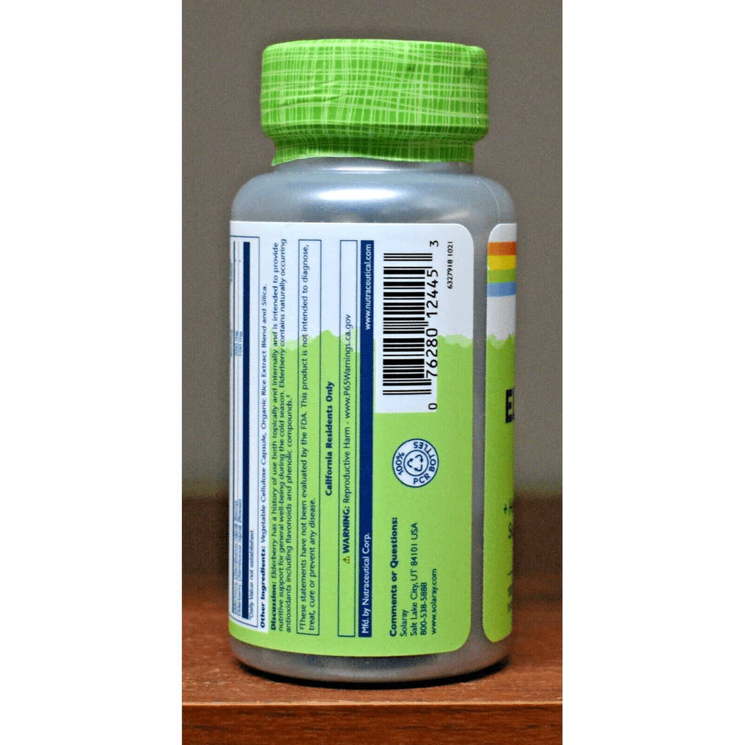 Solaray - Elderberry Sambucus Nigra 450 mg. - 100 Capsules - 2 Pack - 12445 - The Oasis of Health