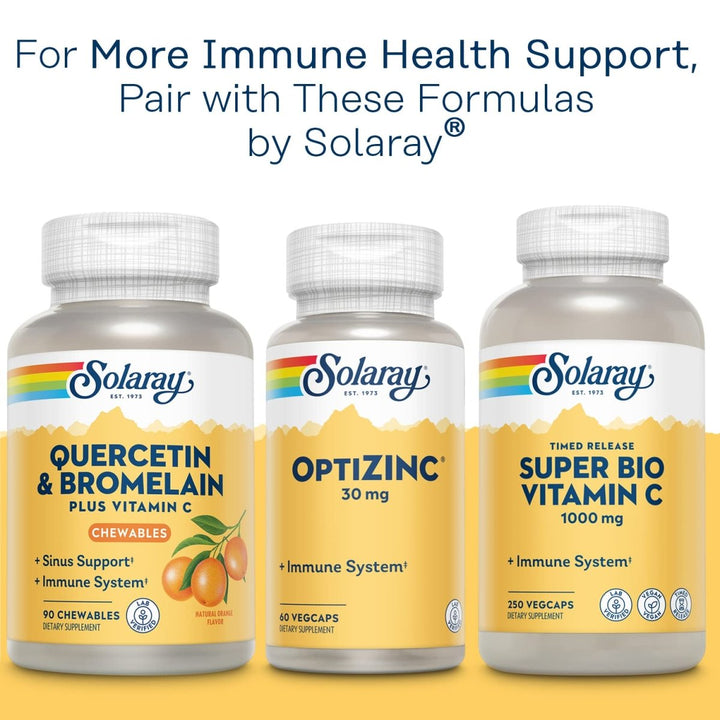 Solaray EMIQ Activated Quercetin, Sinus, Respiratory & Immune Health Support, Enhanced Absorption, 30 Servings, 30 VegCaps - The Oasis of Health