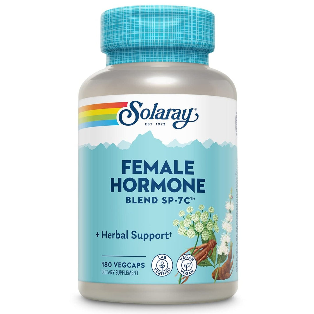 SOLARAY Female Hormone Blend SP - 7C, Herbal Blend Includes Black Cohosh, Dong Quai, Passion Flower, Saw Palmetto, Wild Yam & More 180 VegCaps - The Oasis of Health