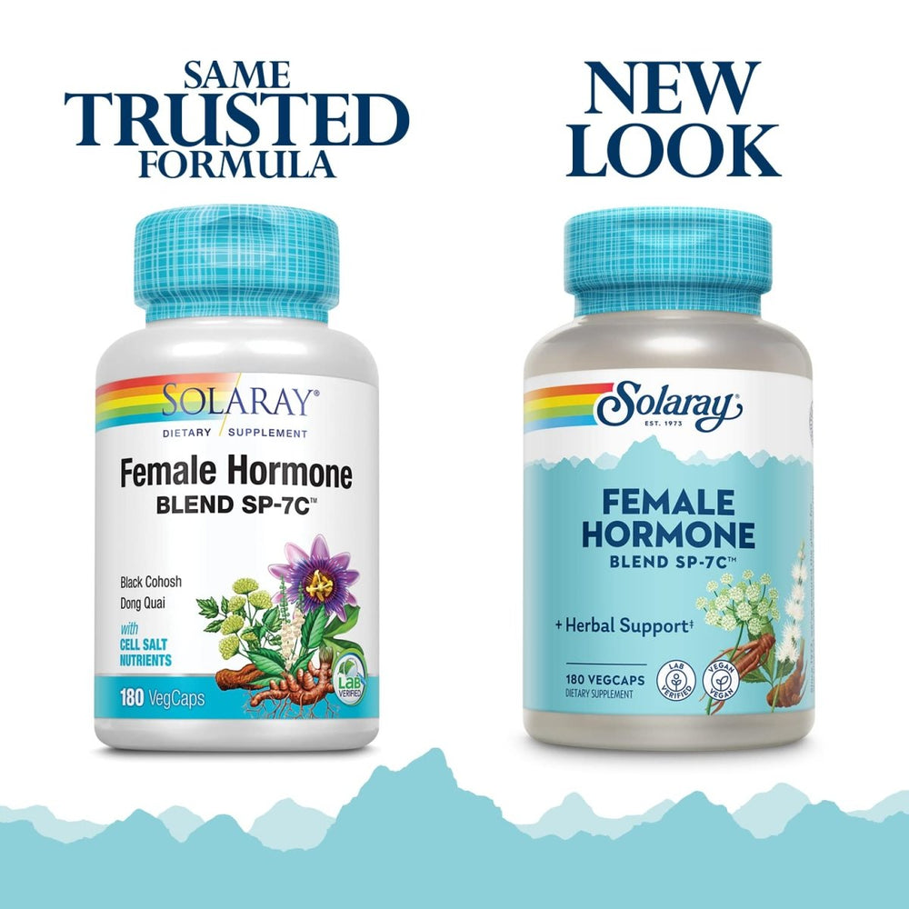 SOLARAY Female Hormone Blend SP - 7C, Herbal Blend Includes Black Cohosh, Dong Quai, Passion Flower, Saw Palmetto, Wild Yam & More 180 VegCaps - The Oasis of Health