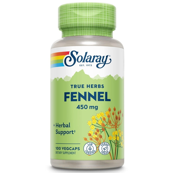 SOLARAY Fennel Seed 450mg | May Help Support Healthy Digestion, Fresh Breath, Respiratory Function | Non - GMO | Vegan | Lab Verified | 100 VegCaps - The Oasis of Health