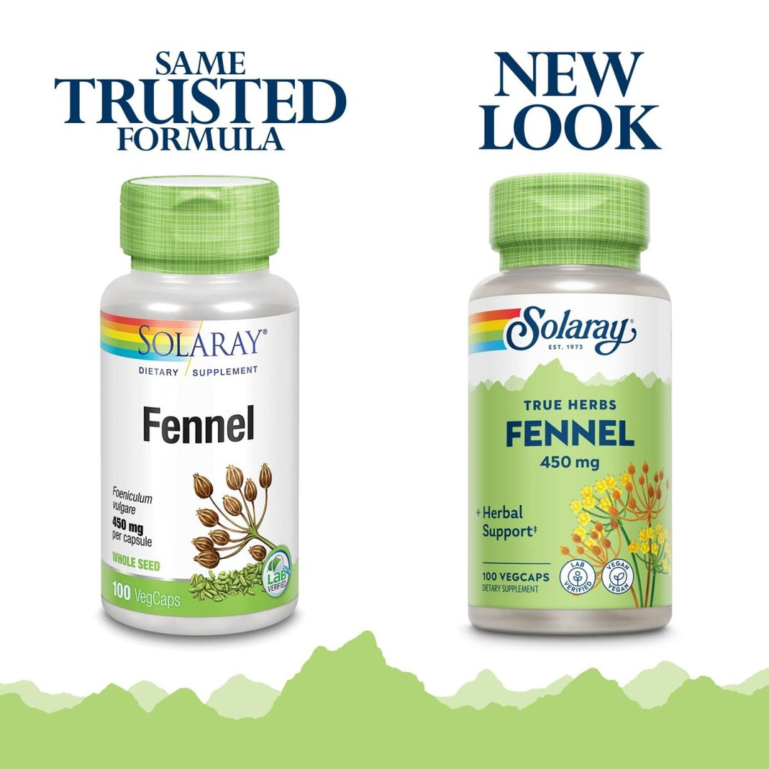 SOLARAY Fennel Seed 450mg | May Help Support Healthy Digestion, Fresh Breath, Respiratory Function | Non - GMO | Vegan | Lab Verified | 100 VegCaps - The Oasis of Health