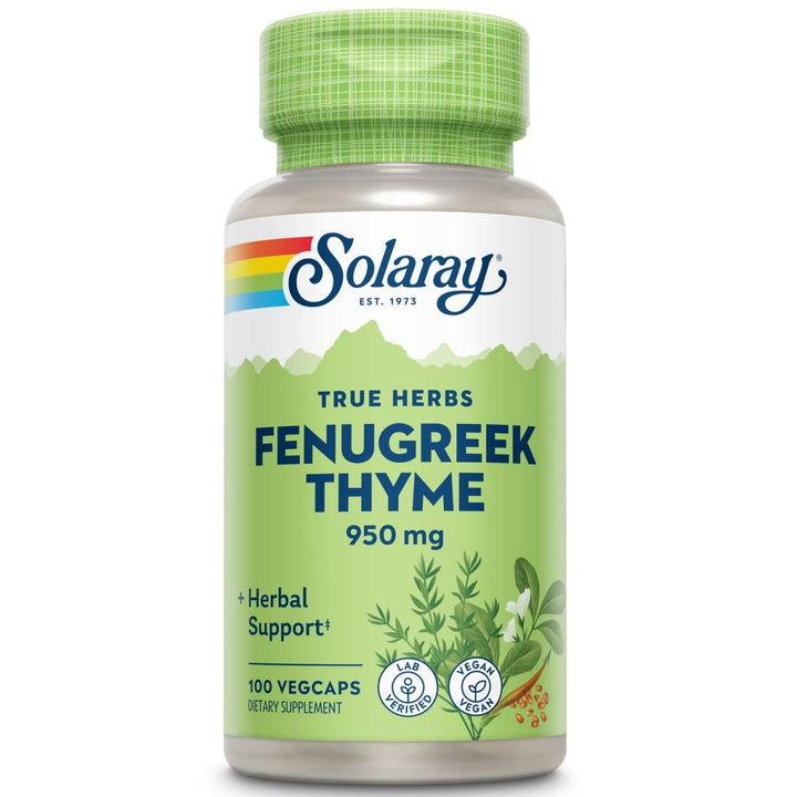 SOLARAY Fenugreek & Thyme 950 mg - 100 VegCaps - The Oasis of Health